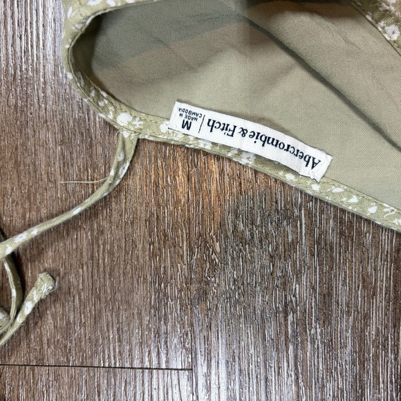 Abercrombie & Fitch Blouse Women's S Green Cap Sleeve V-Neck Peplum Floral Lace - Picture 4 of 6